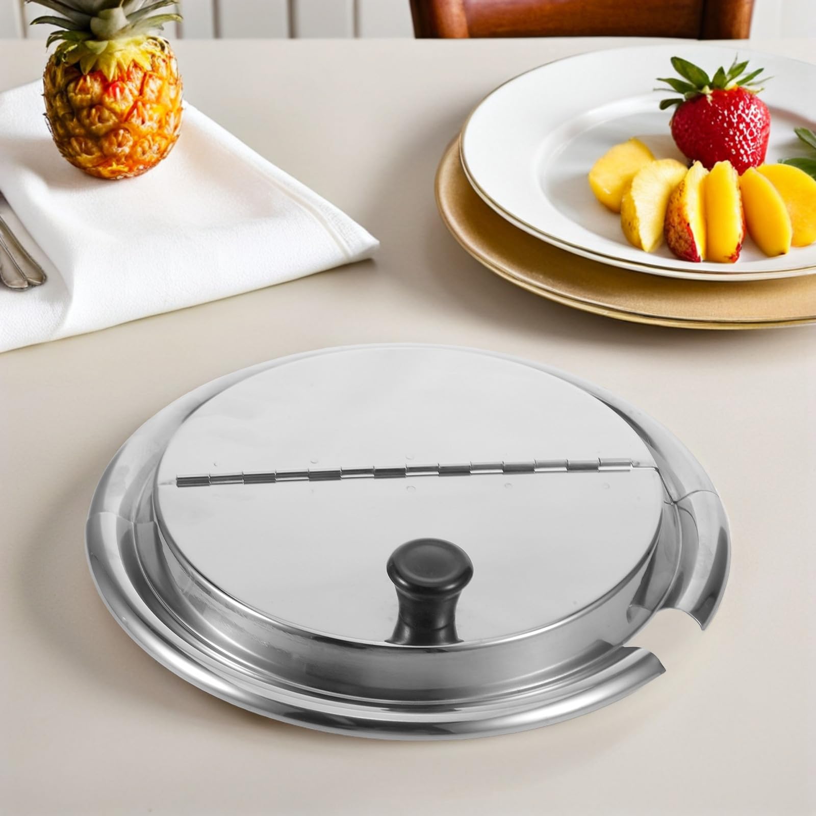 Tapa de Sartén de Acero Inoxidable Asa, Diseño Profundo y Grueso, para Ollas y Sartenes, Adecuado para Freír y Cocinar al Vapor, Diámetro 25cm