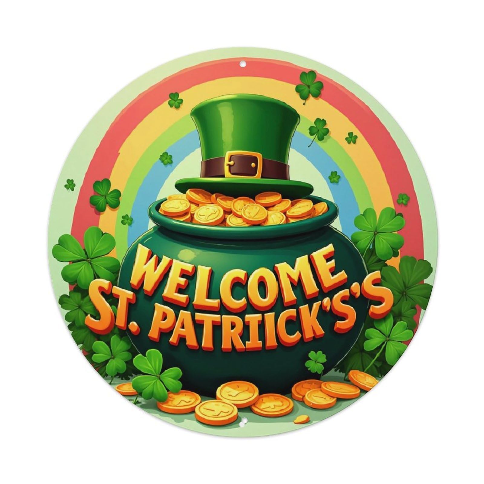 Welcome St Patricks Day Pot Retro Metal Tin Sign, Vintage Metal Poster for home, Gaming Room, Studio Workshop,Bar,Garage Wall Art Decor 8x8 inch
