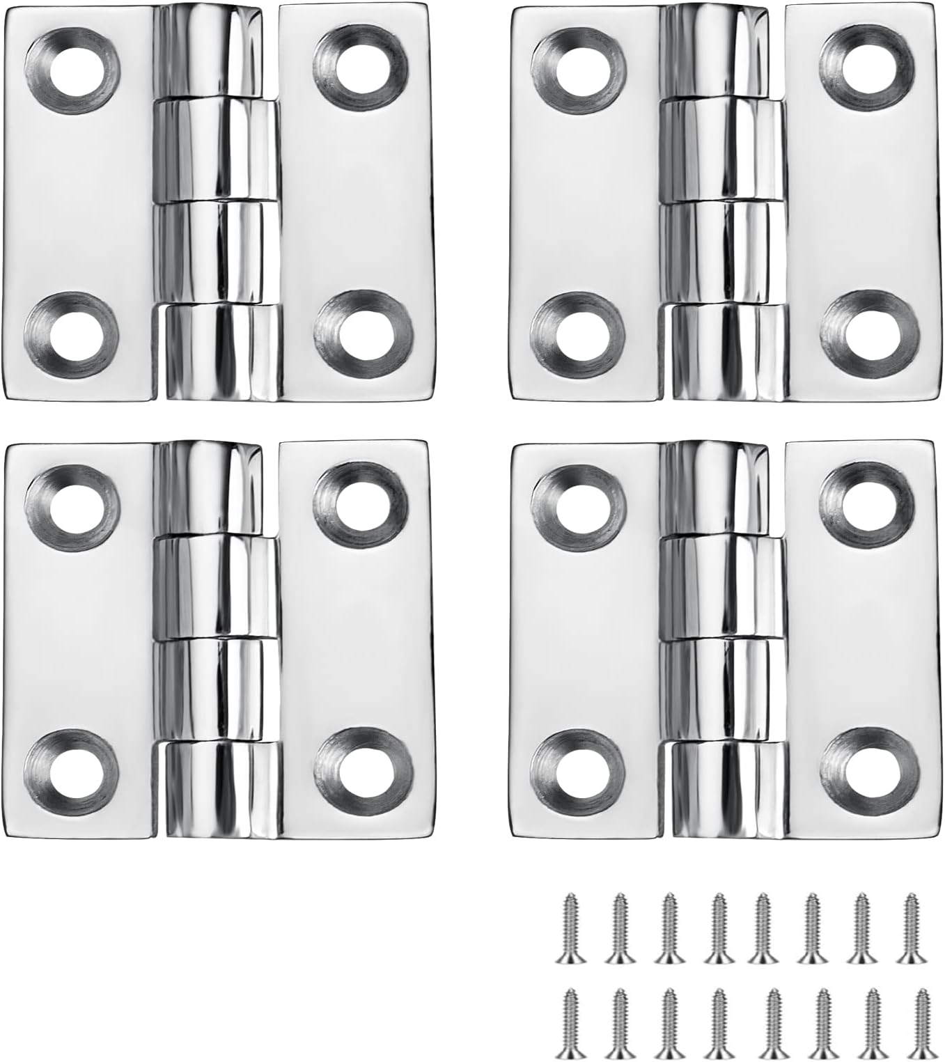 Stainless Steel Boat Hinges Marine Grade Hinges, 1.5 inch x 1.5 inches (38mm X 38 mm), No Noise, Heavy Duty 316 Stainless Steel with Screws (4 PCS)