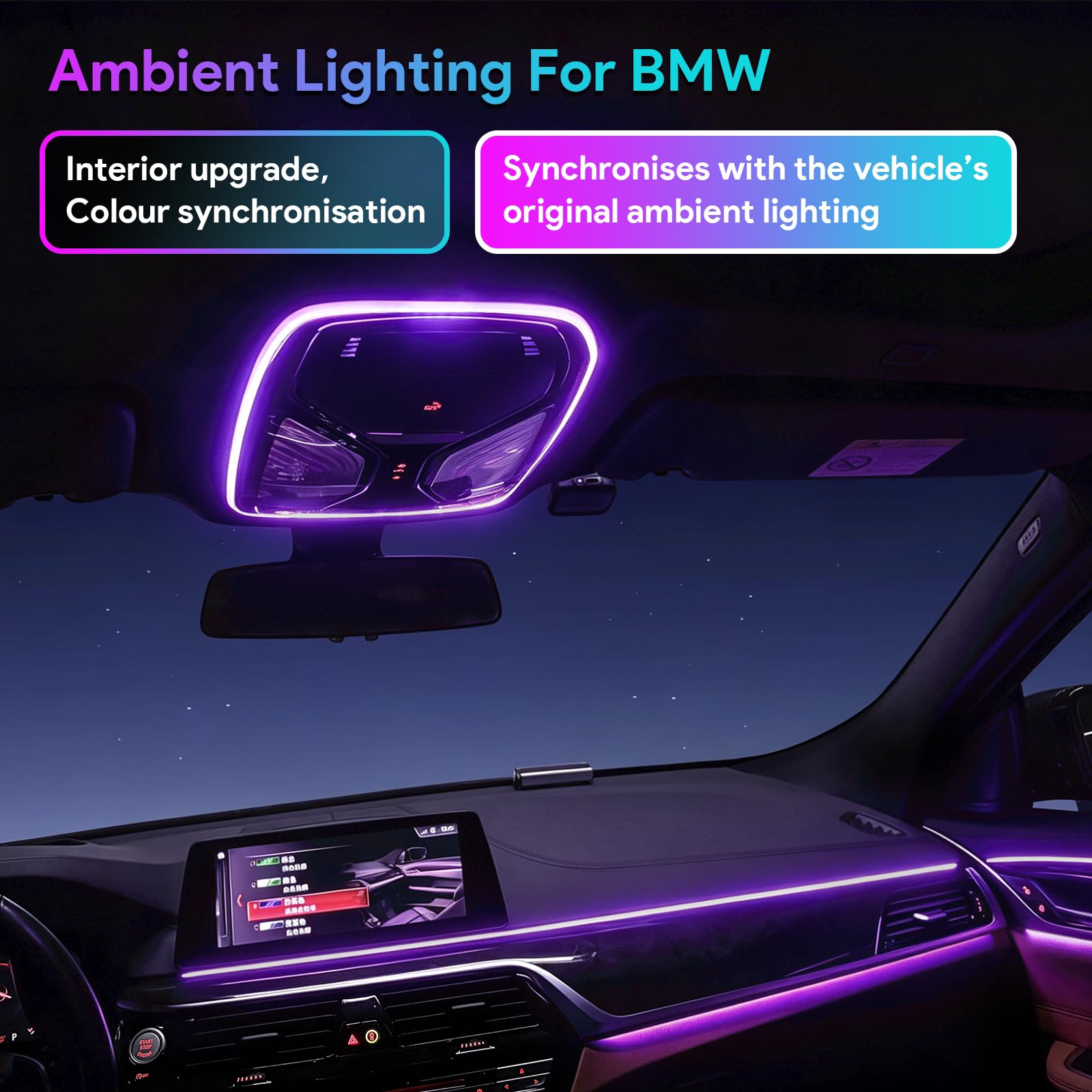 Iluminación interior de lectura, luz ambiental L – Versión L para BMW 3 4 Series i3 i4 G20 G22 G28 G26 G30 G32 X3, X4 iX3 G01 G02, Plug‑and‑Play lámpara de repuesto para vehículos