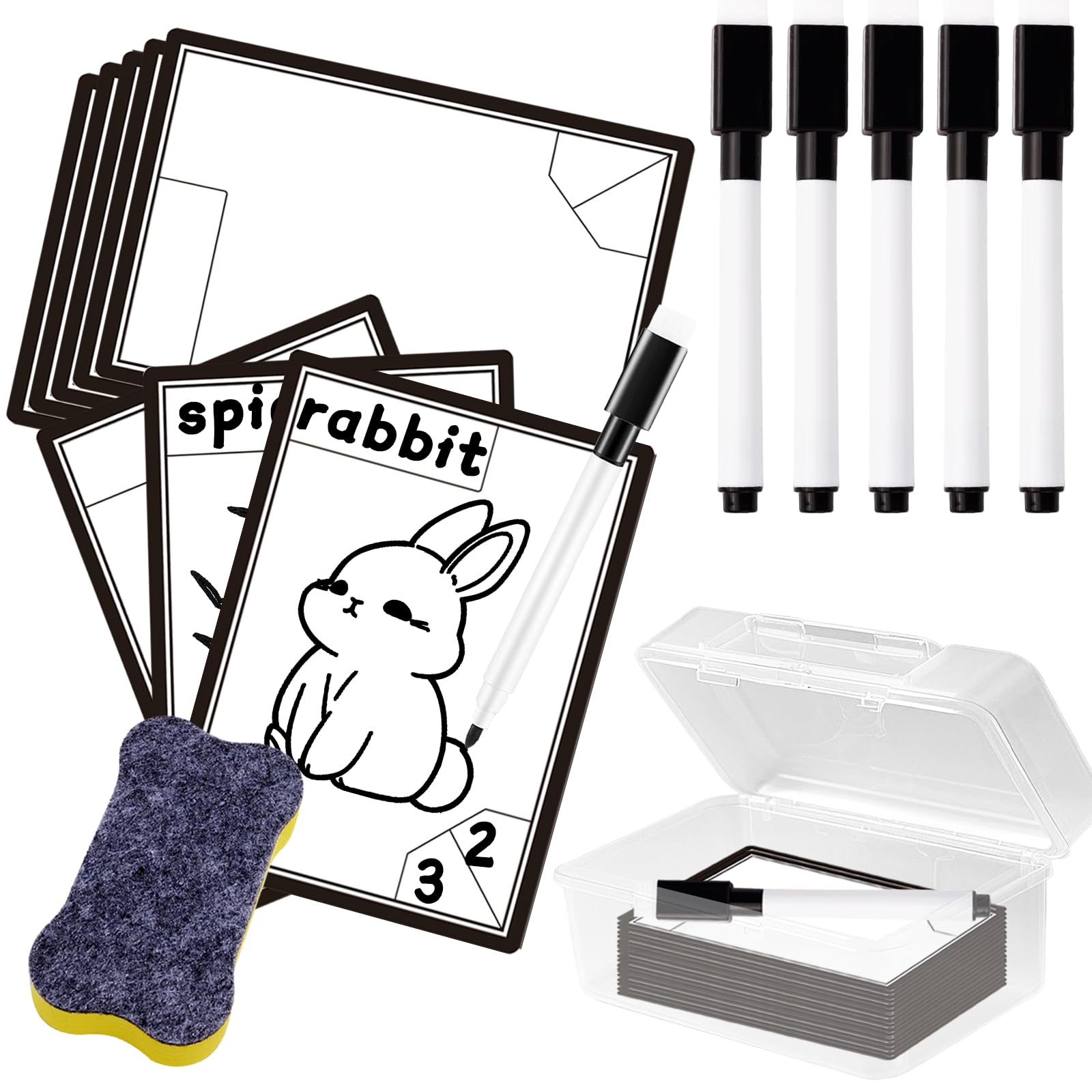 Dry Erase Cards Dry Erase Tokens Reusable Double-Sided Blank Index Card for Magic the Gathering DIY Games Multifunctional Tokens 50 White Flash Card &