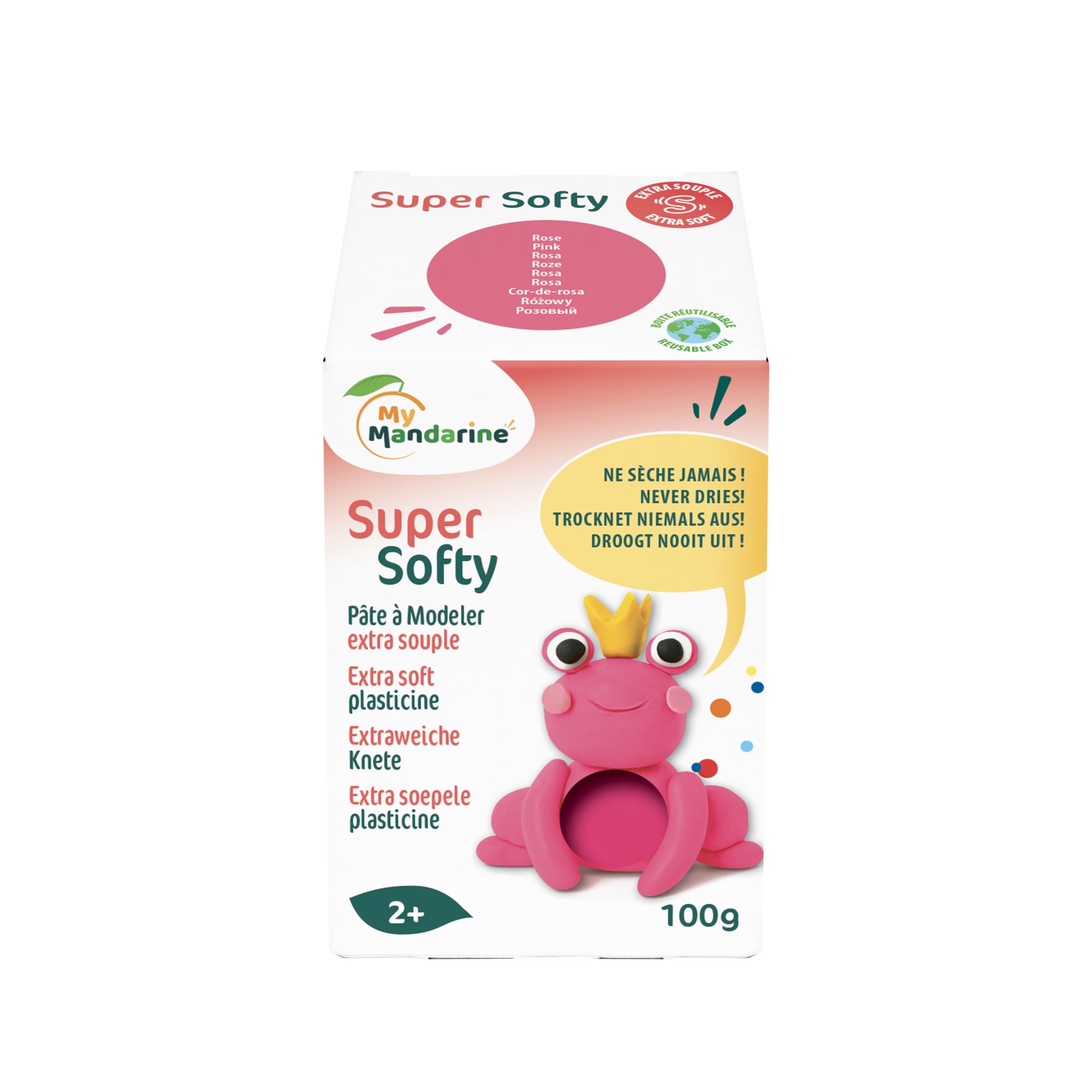 AVENUE MANDARINE SO0880100475C - A 100 G Box of Softy Modelling Clay - from 2 Years Old - Pink Colour - Very Soft Dough - Children's Creative Leisure Activity