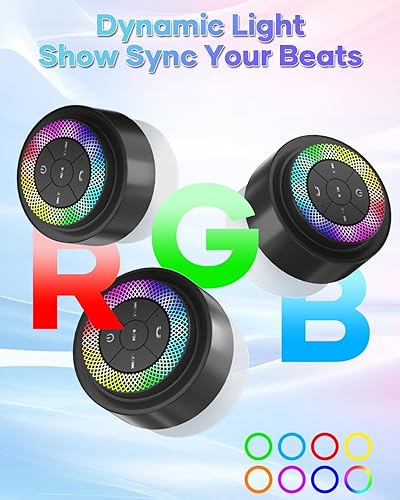 Miniatura 3 de Altavoz de ducha Bluetooth, IP67 impermeable altavoces portátiles con ventosa, espectáculo de luces, micrófono integrado, mini altavoz para baño,
