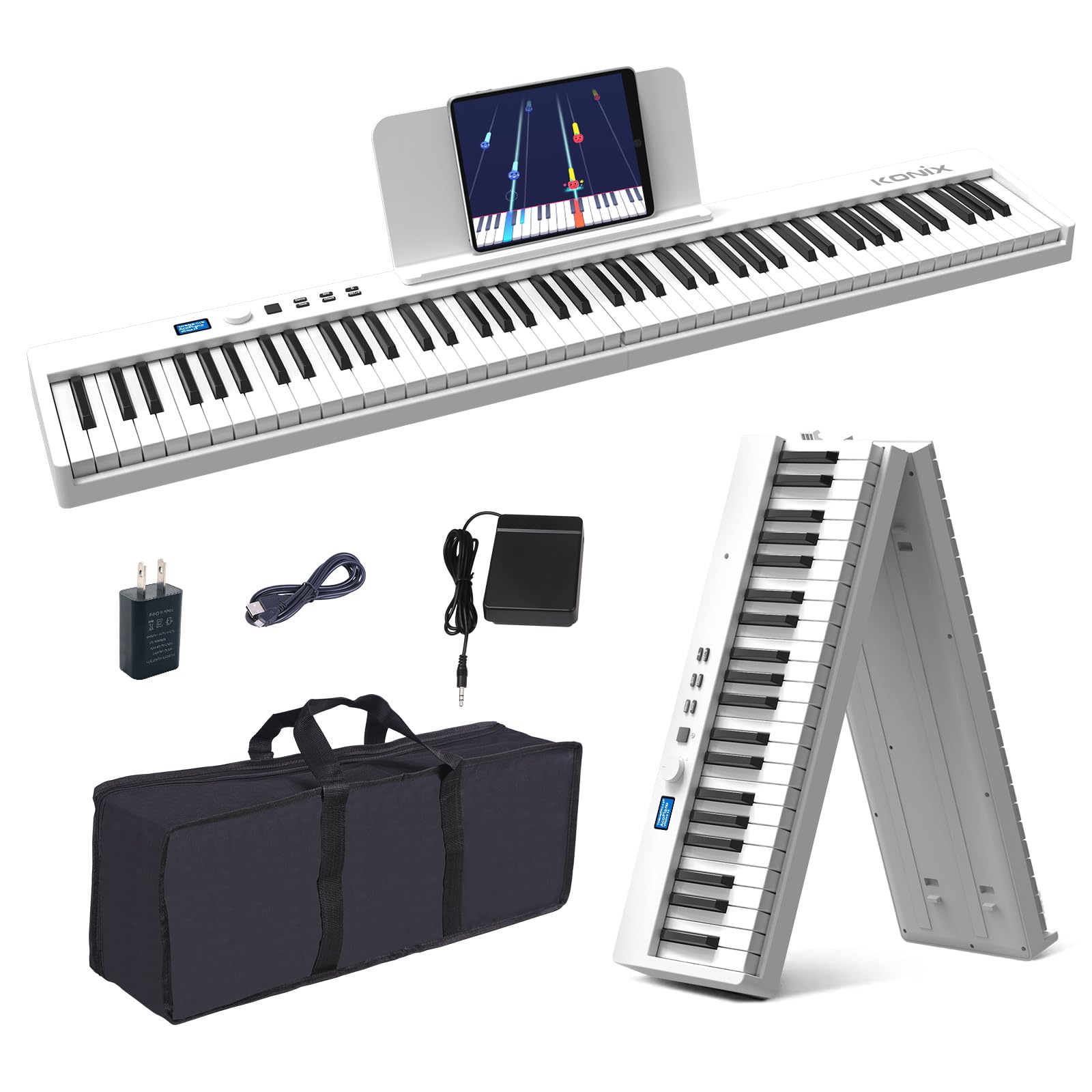 Amazon.com: KONIX Folding Piano Keyboard, 88 Key Full Size Semi