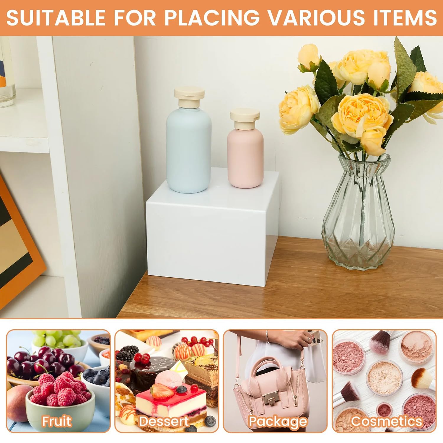 Soporte De Pastelería Decorativos,Soporte Para Tartas,8 Piezas Expositor In Acrílico Con Mini Señales De Mesa,Para Mesa Dulce Accesorios Para Bodas/Fiestas/Eventos, Blanco