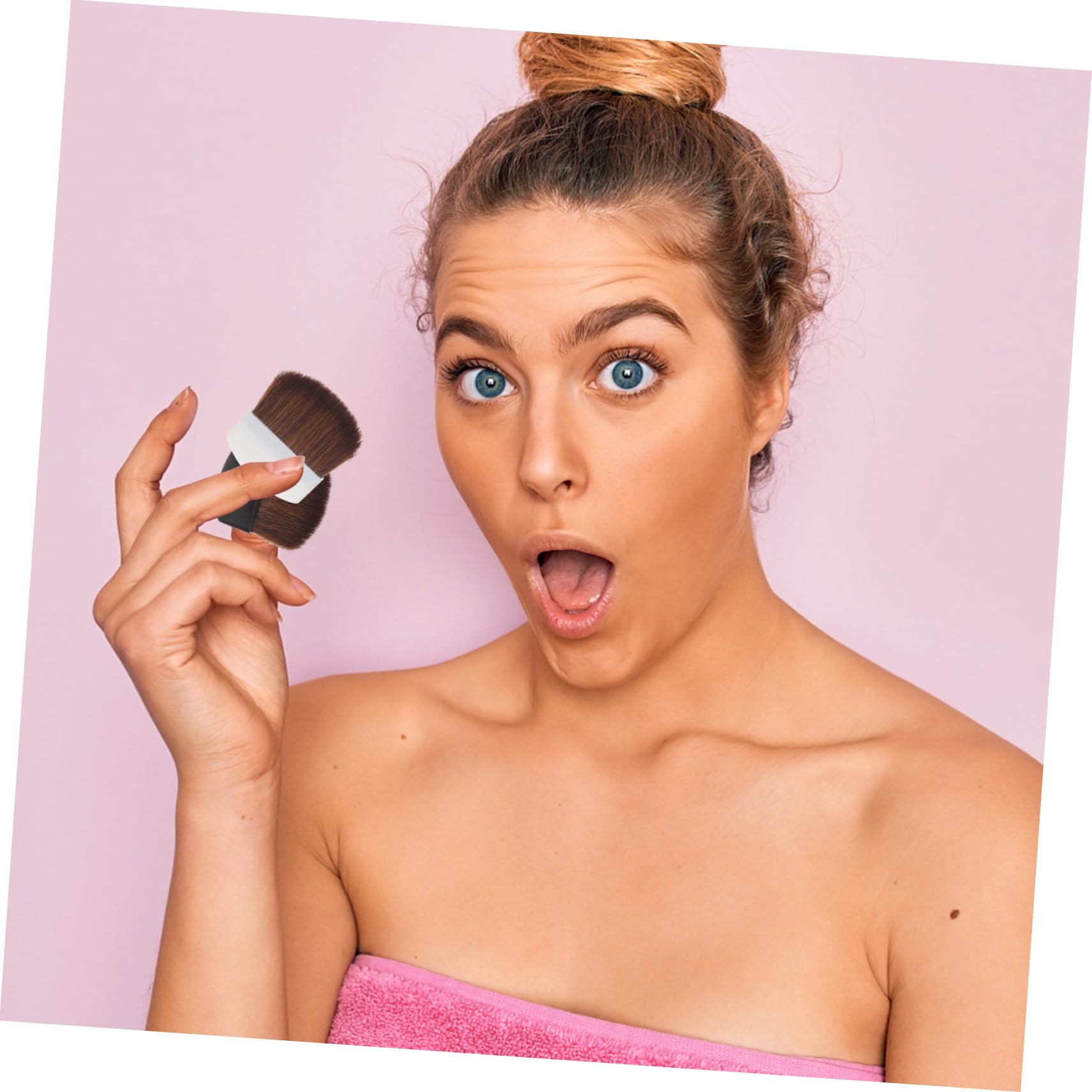 Pinceau à Blush Portable en Plastique et Poils de Cheval, Lot de 2 | Pinceaux Maquillage Blush, Tenue Sûre, pour Blush et Fond de Teint Poudre