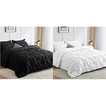 CozyLux Black & White Comforter Set Bed in a Bag with Comforter, Flat Sheet, Fitted Sheet and Pillowcases & Shams