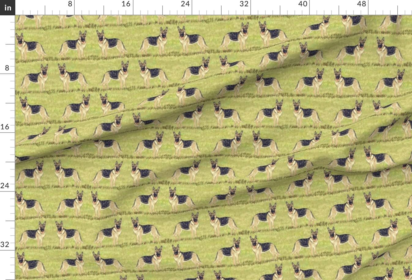 Spoonflower Fabric - German Shepherd Dog Grass Puppy Printed on Satin Fabric by The Yard - Sewing Lining Apparel Fashion Blankets Decor