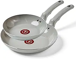 T-fal Refresh Conjunto de frigideiras antiaderentes de cerâmica de 20 cm e 26 cm, cinza lua