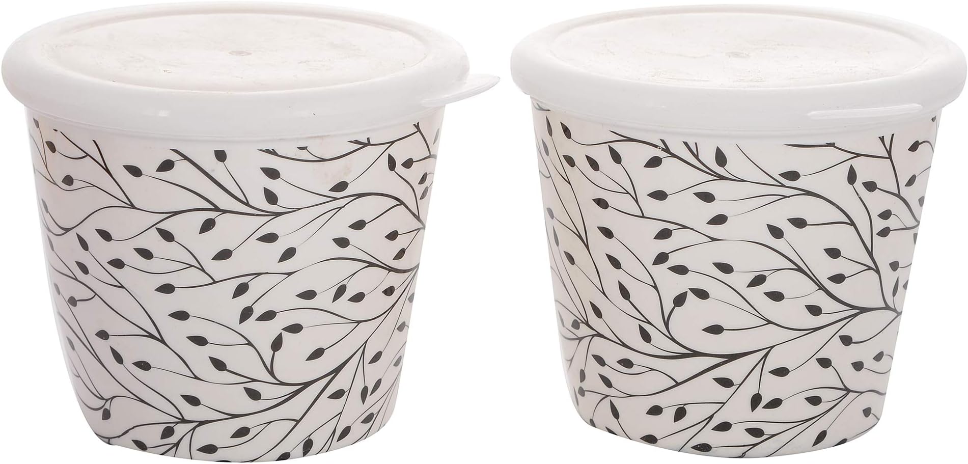 Praga Melamine Storage Jar with Lid - 800 ml, 2 Pieces, Black White