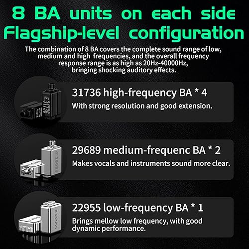 Miniatura 7 de CCA KZ AS16 PRO - Auriculares con monitor de oído, 16BA, controladores de armadura equilibrada, HiFi IEM, auriculares de alta claridad para juegos