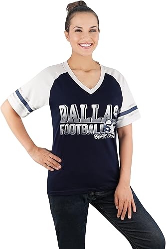 Miniatura 7 de Camisetas raglán Athletic City para mujeres fanáticos del fútbol - Azul marino y blanco