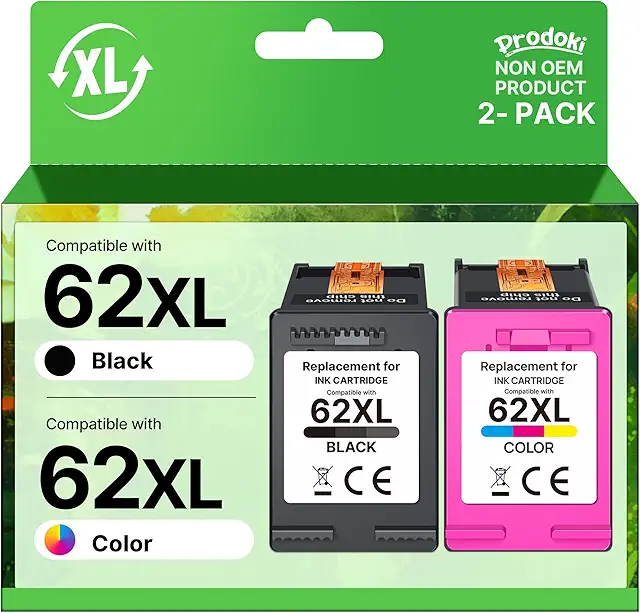 Cartouche HP 62 XL Noir et Couleur - Compatible Envy 5644, 5540, OfficeJet 5740