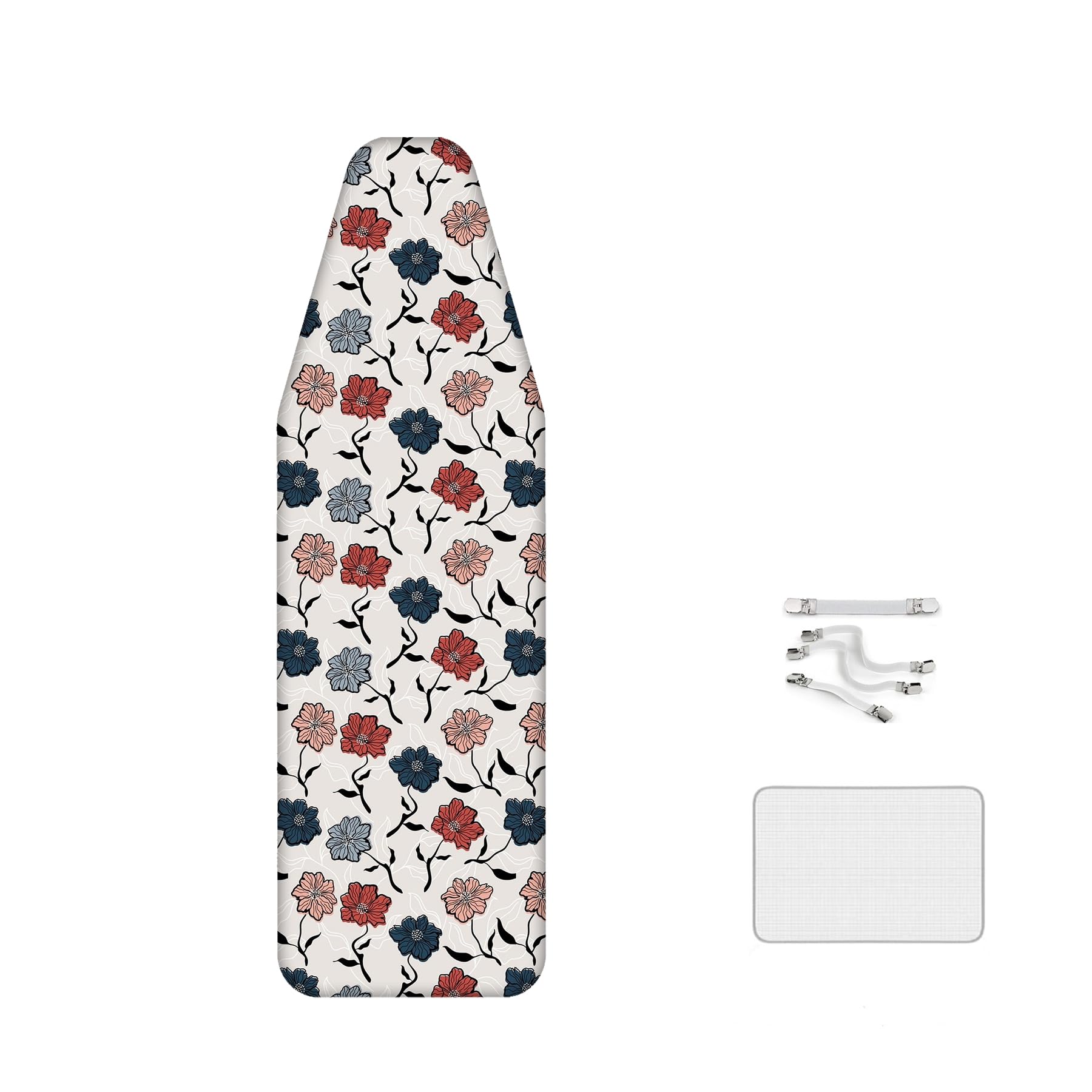 Pure Cotton Ironing Board Cover, 2-In-1 Design, with Fasteners, Replacement Covers 61.81x22.83in, Suitable for Large Steam Ironing Boards