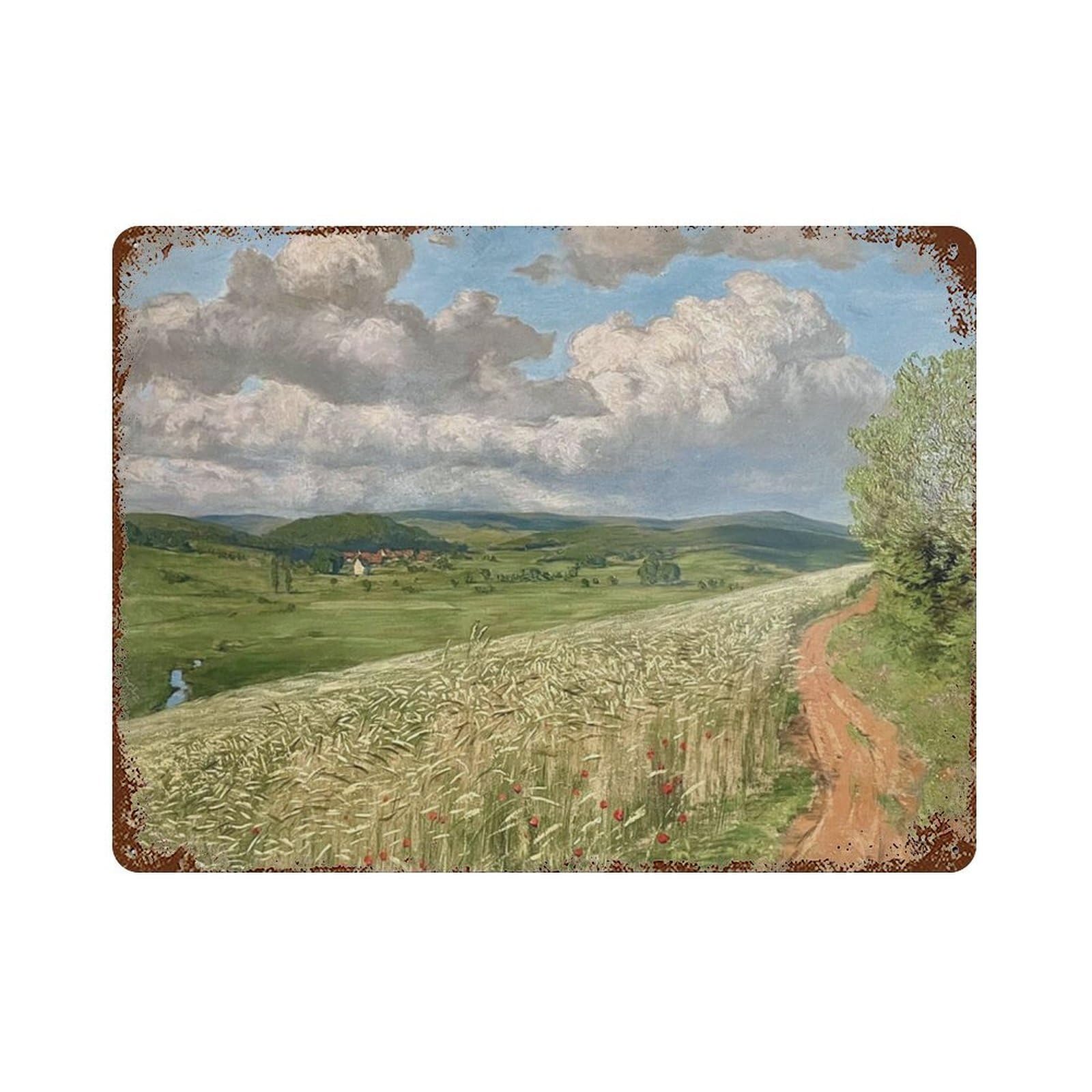 xiaoxiaoshen Wildflower Field Landscape Vintage Painting Wall Decor Art Metal Tin Poster Modern Home Decor Art Home Bar Shop Decorations Vintage Sign 30x40cm