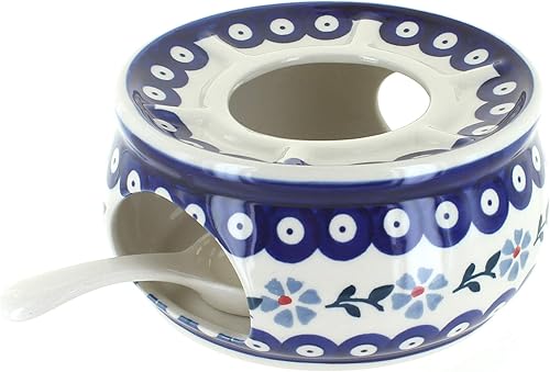 Miniatura 2 de Calentador de tetera de ramo de cerámica polaca de rosa azul