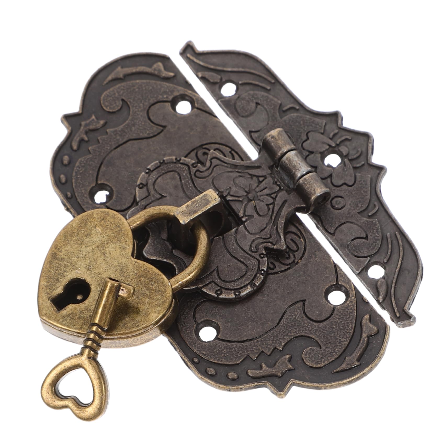 jojofuny 1 Set Hasp Padlock Suitcase Hasp Vintage Lock Clasp Right Latch Hook Hasp Small Cabinet Latch Antique Hook Hasp Old Chinese Padlock Buckle Latch Toolbox Latch Zinc Alloy Dark Brown