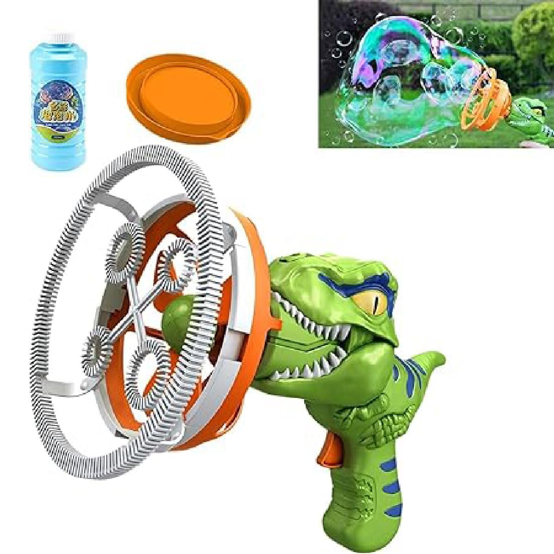 Dinosaur Bubble Gun Blower Toy, Electric Automatic Bazooka Blaster Machine, Dinosaur Bubble Machine with Refill Solution, Dual-Layer Bubble Gun Machine Blower Toys for Wedding Garden Party (Green)