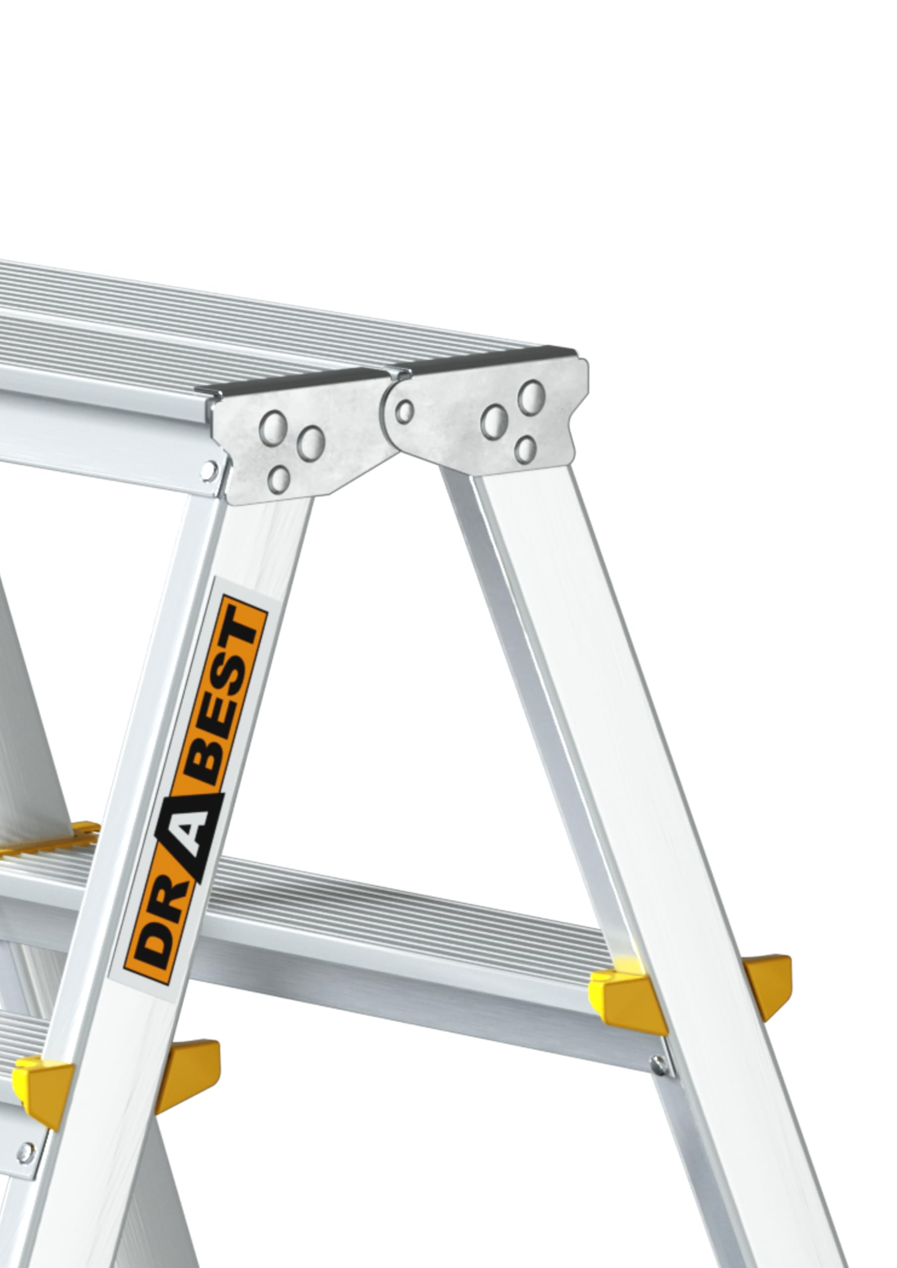 Drabest ESCALERAS Serie Pro Escalera Doméstica de Aluminio de Doble Cara de 2x5 Peldaños 150kg - Escalera de Tijera de Aluminio - Escaleras Multiusos - Escalera de Tijera Plegable - 46x110x16cm