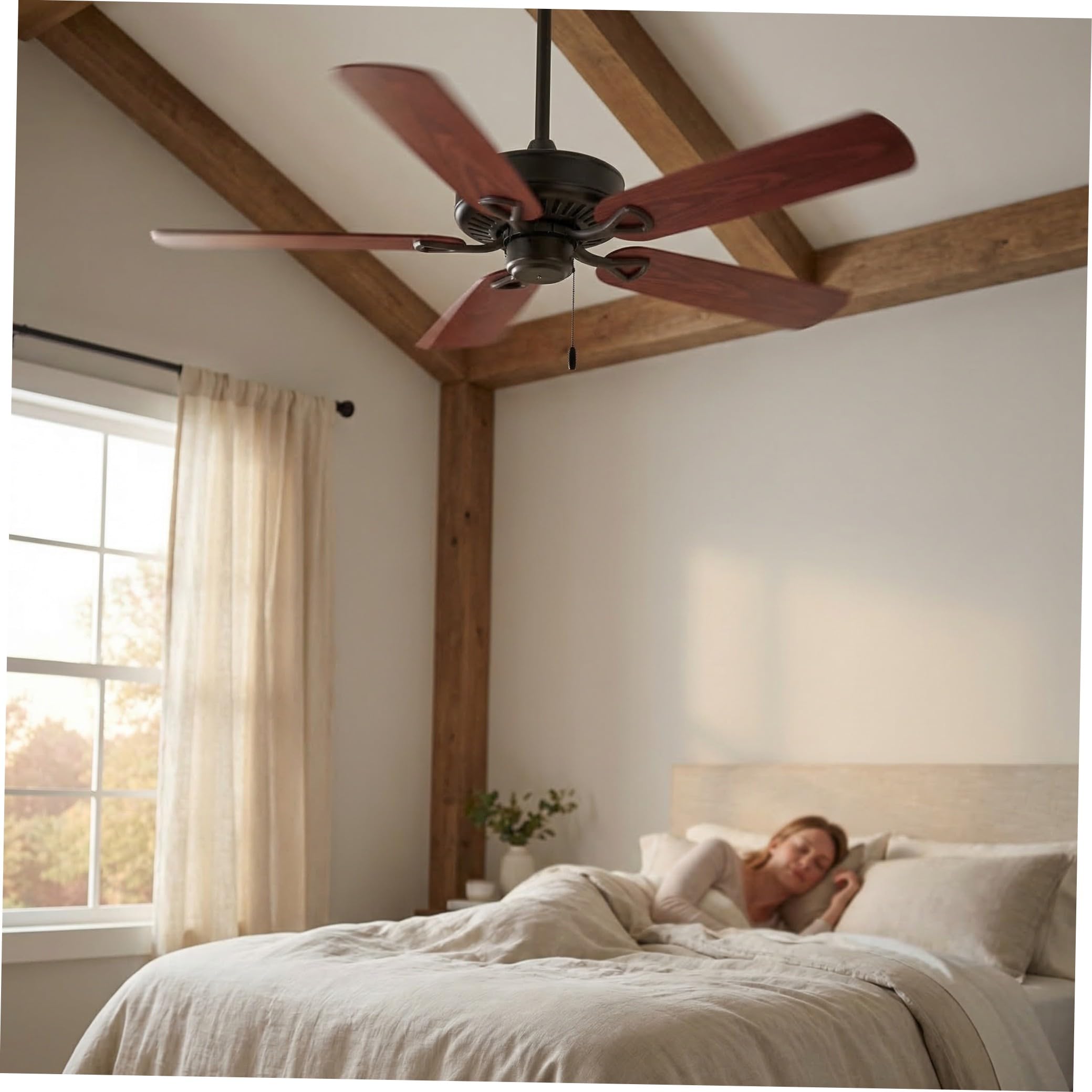 Beavorty 5 Pezzi Set di Pale per Ventilatore da Soffitto in Plastica Marrone Effetto Legno da 52,5 Cm Resistenti di Ricambio per Accessori Ventilatori Elettrici Interni