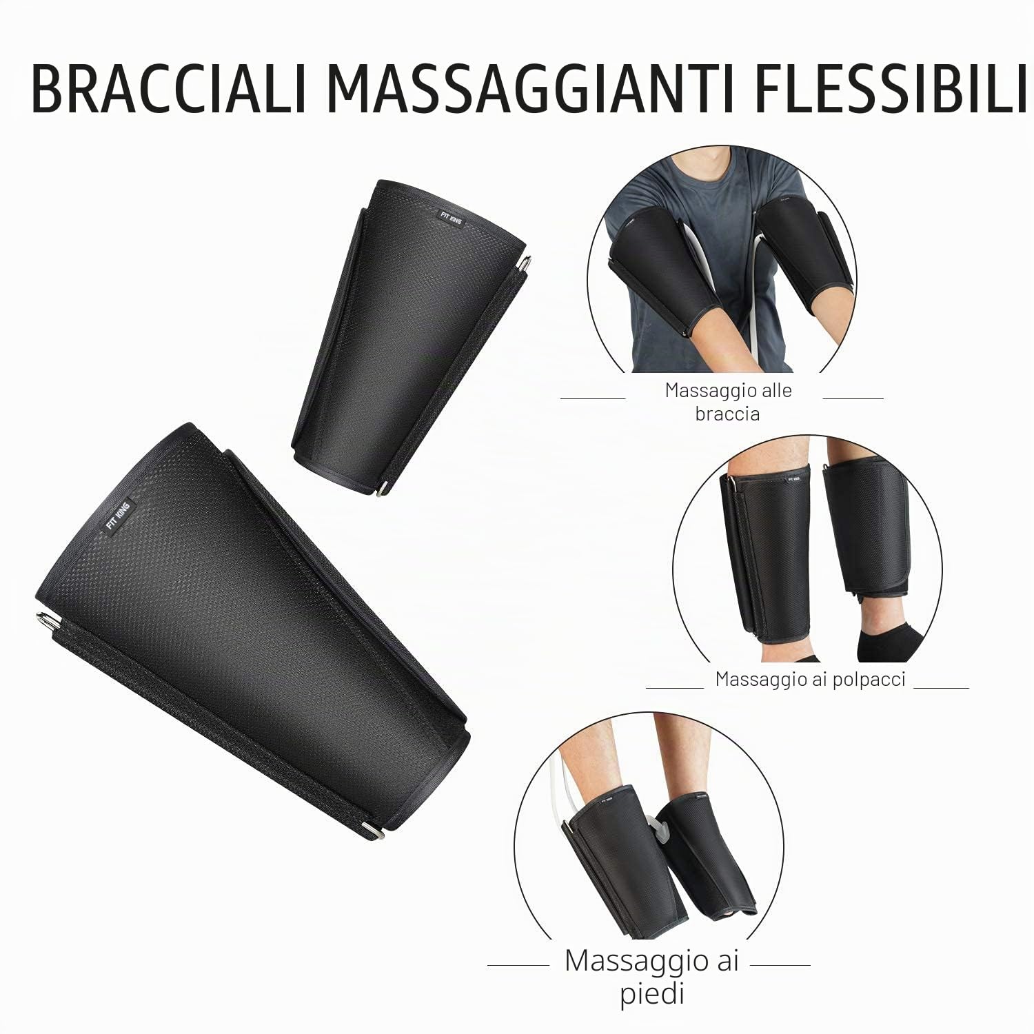 FIT KING Massaggiatore per Braccia e Polpacci Pressoterapia Linfodrenaggio Massaggiatori per Gambe per Circolazione Pressoterapia per Casa per RLS Gambe Stanche e Migliora il Rilassamento Muscolare