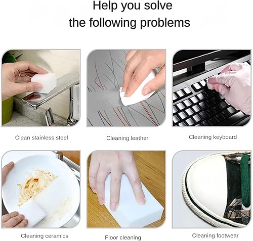 Miniatura 5 de Paquete de 100 esponjas de borrador  Extra gruesas, de larga duración, esponjas de melamina premium a granel  Almohadillas de limpieza de espuma