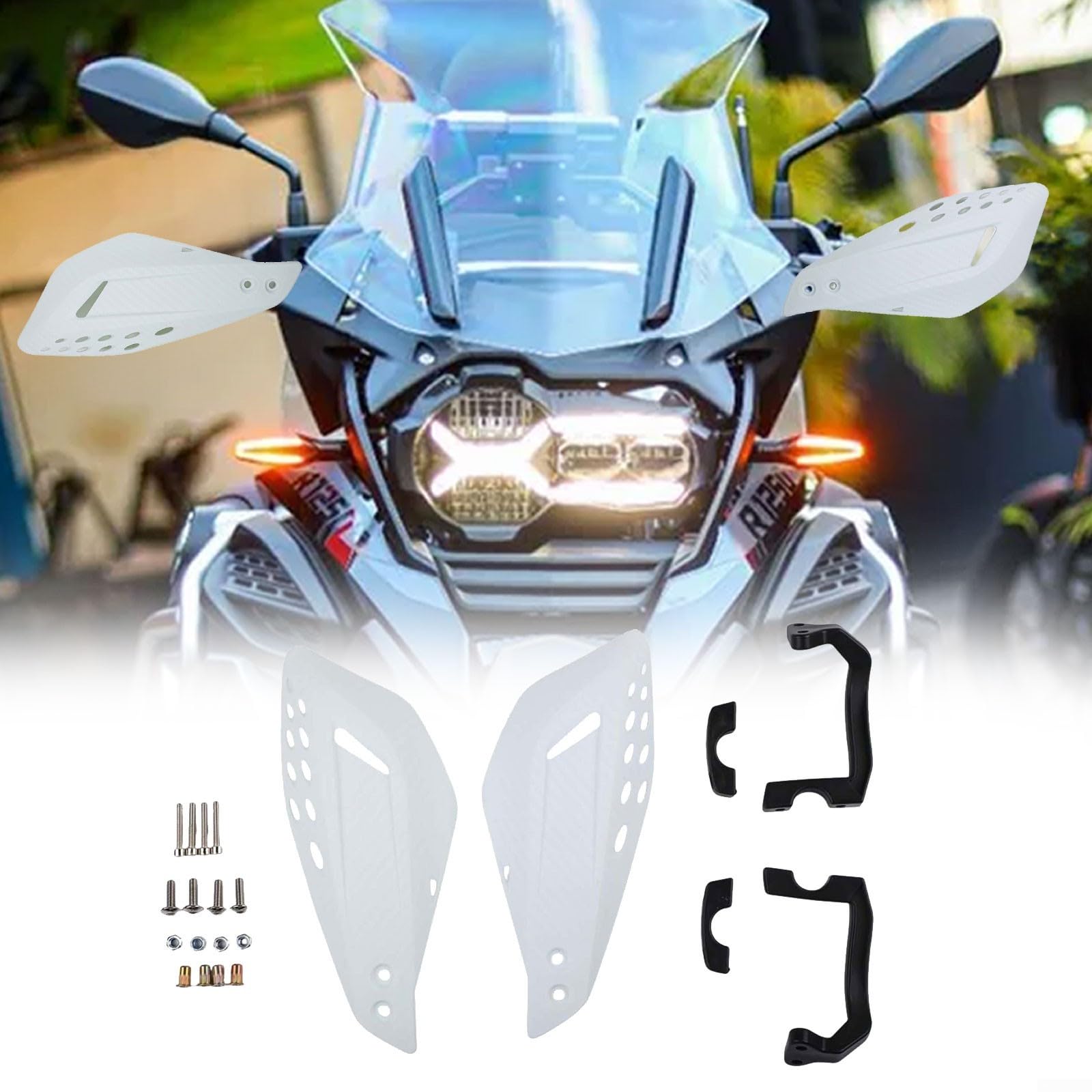 Motocross Hand Guards Dirt For Bike Handlebar Protectors For ATV UTV Hand Shields Windproof Brush Guards Off Road Hand Defenders Aluminum Alloy Handguard Set(white) — view 6