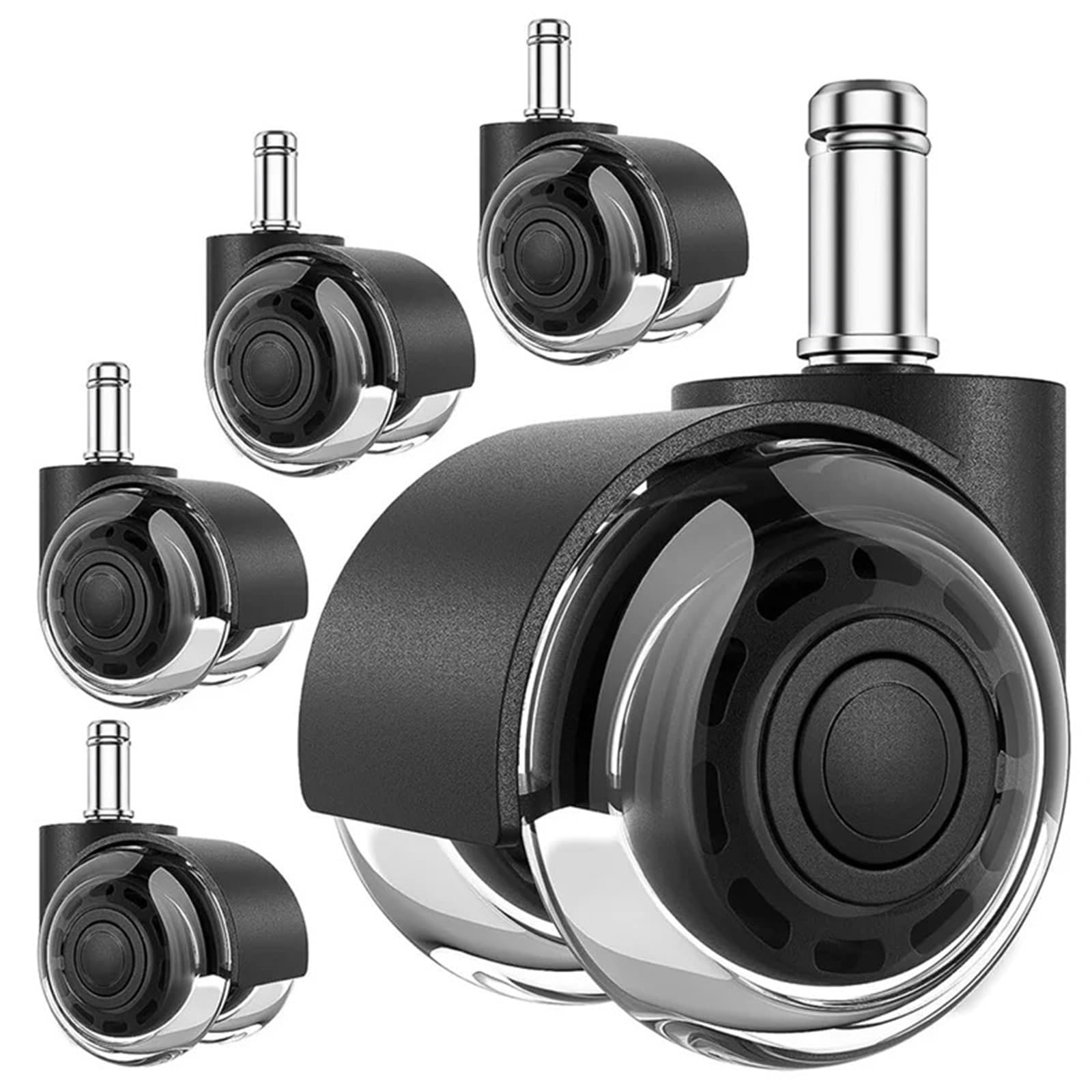 GYRAZXS 5pcs 2 Inch Soft Mute Castor Wheels for Office & Gaming Chairs - Heavy Duty Replacement Desk Caster Wheels for Smooth Rolling and Safe Use