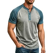 Lexiart Mens Henley Shirts Summer Raglan T-Shirts Slim Fit Short Sleeve Shirt Casual Basic Tee 4 Button Athletic Shirt