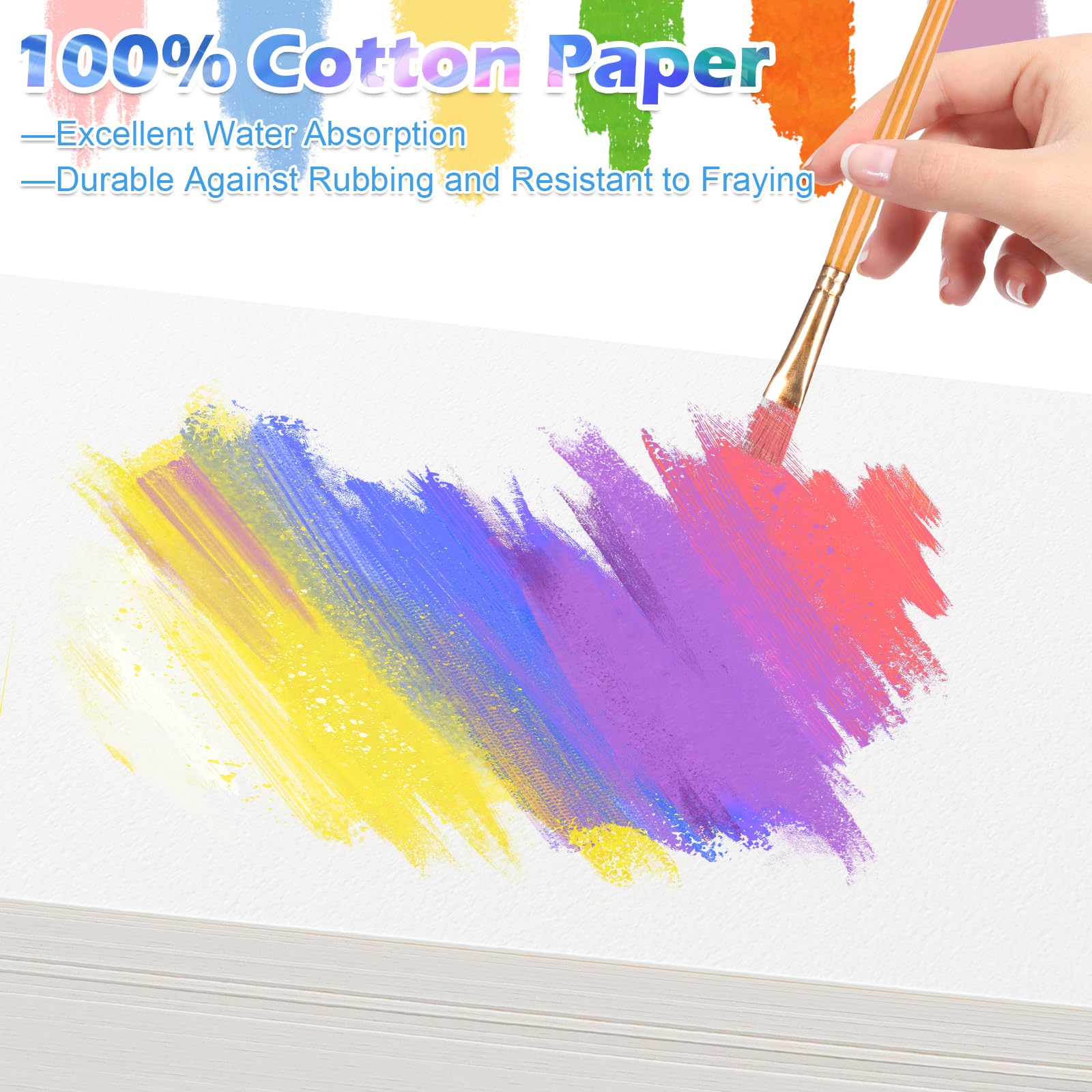Papier Aquarelle ELEPRUC - 60 Feuilles 300g/m², 12,7x17,8cm - Grain Fin, Coton - Pour Gouache Et Acrylique
