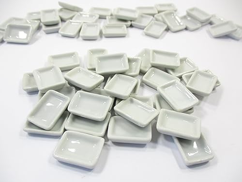 Miniatura 2 de Casa de muñecas Miniatura 20 Rectángulo Cerámica Platos Blanco Plato 0.8 in Utensilios de cocina 3387