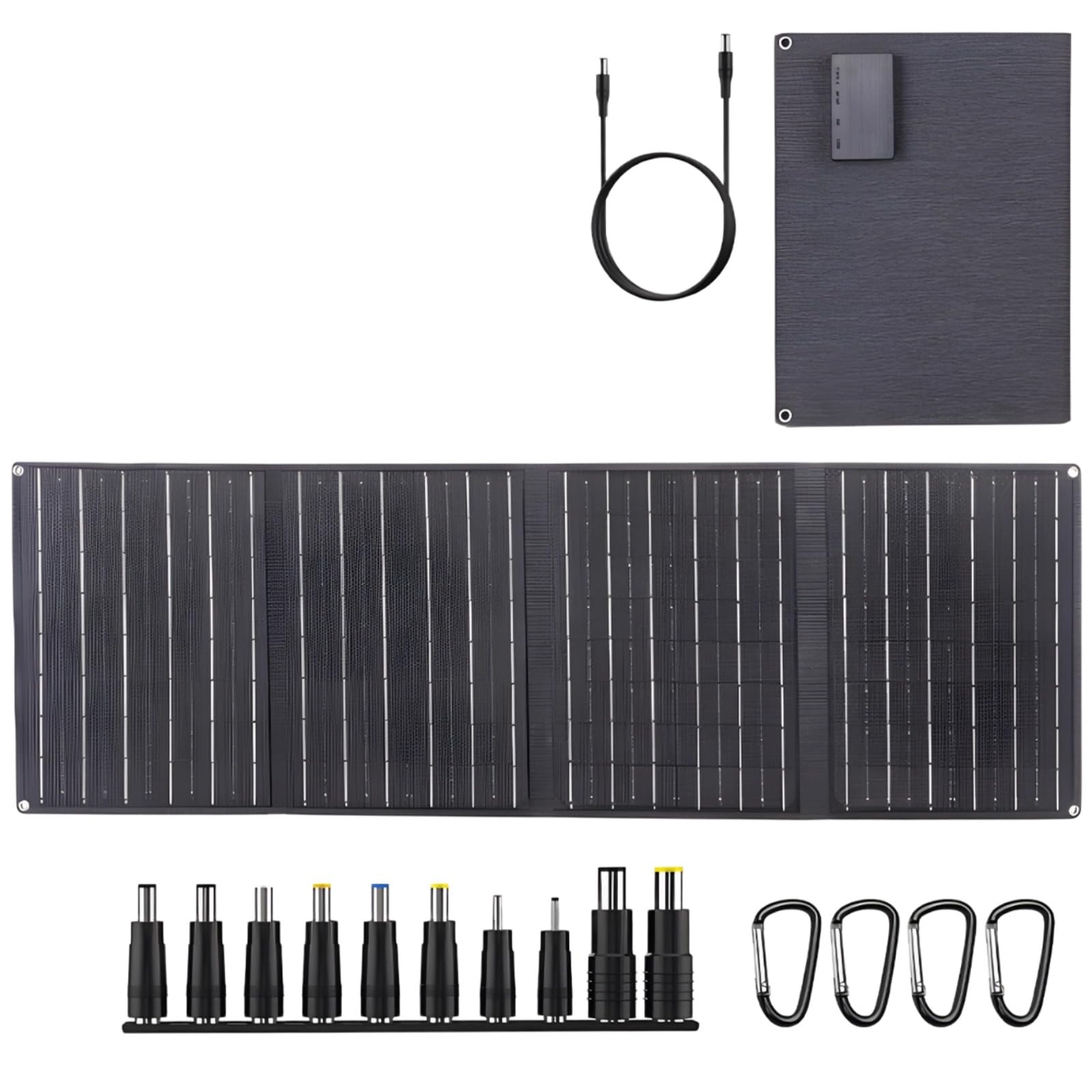 Panel solar de 30 W, panel solar portátil plegable de 30 W, cargador de tela Oxford, USB dual, puertos CC, múltiples adaptadores, 295 x 240 x 45 mm, 2.4 libras
