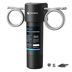 NOVETE Under Sink Water Filter, Upgraded 30K Gallons, NSF/ANSI 42 & 372 Certified, Reduces 99.5% Chlorine, Lead, PFOA/PFOS, Bad Taste, Direct Connect to Kitchen Faucet, USA Tech, UWF1A-PC-1, Black