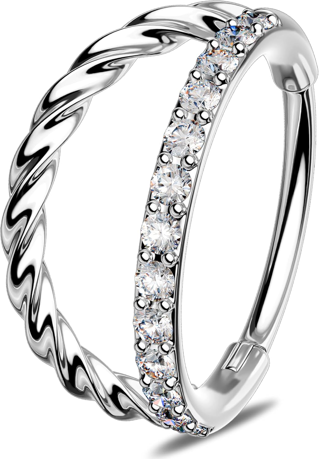 OUFER Christmas Double Hoop Nose Ring, 18G/20 6/7/8mm Red Green Christmas Nose Piercing Nose Rings Hoops Surgical Steel, Festive Hoop Nose Rings for Women Perfect for Xmas Nostril Piercing Jewelry