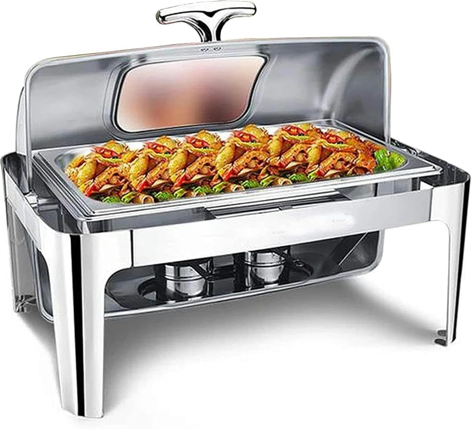 Stainless Steel Buffet Chafing Dish 9L Food Warmer with Catering Trays, Water Pan & Fuel Holders – Roll Top for Weddings, Parties & Buffets