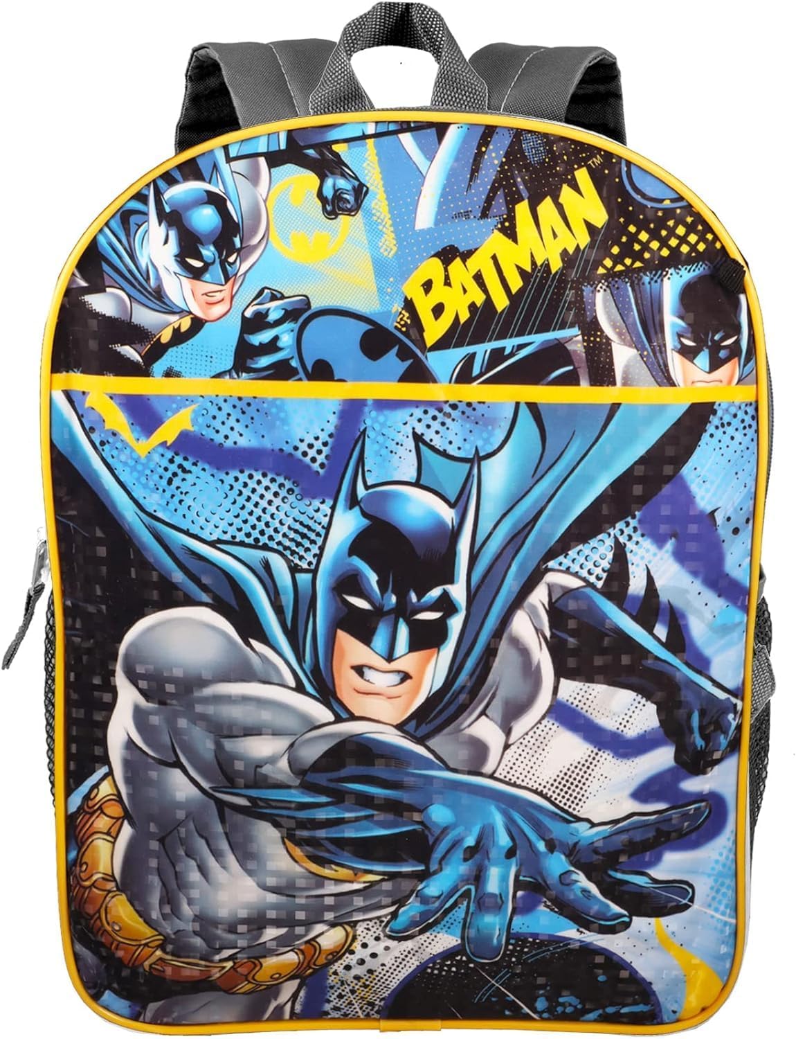 Batman Backpack and Lunch Box Set for Kids Boys ~ 7 Pc Deluxe 16" Batman School Bag, Lunch Bag, Stickers, and More (Batman School Supplies Bundle)