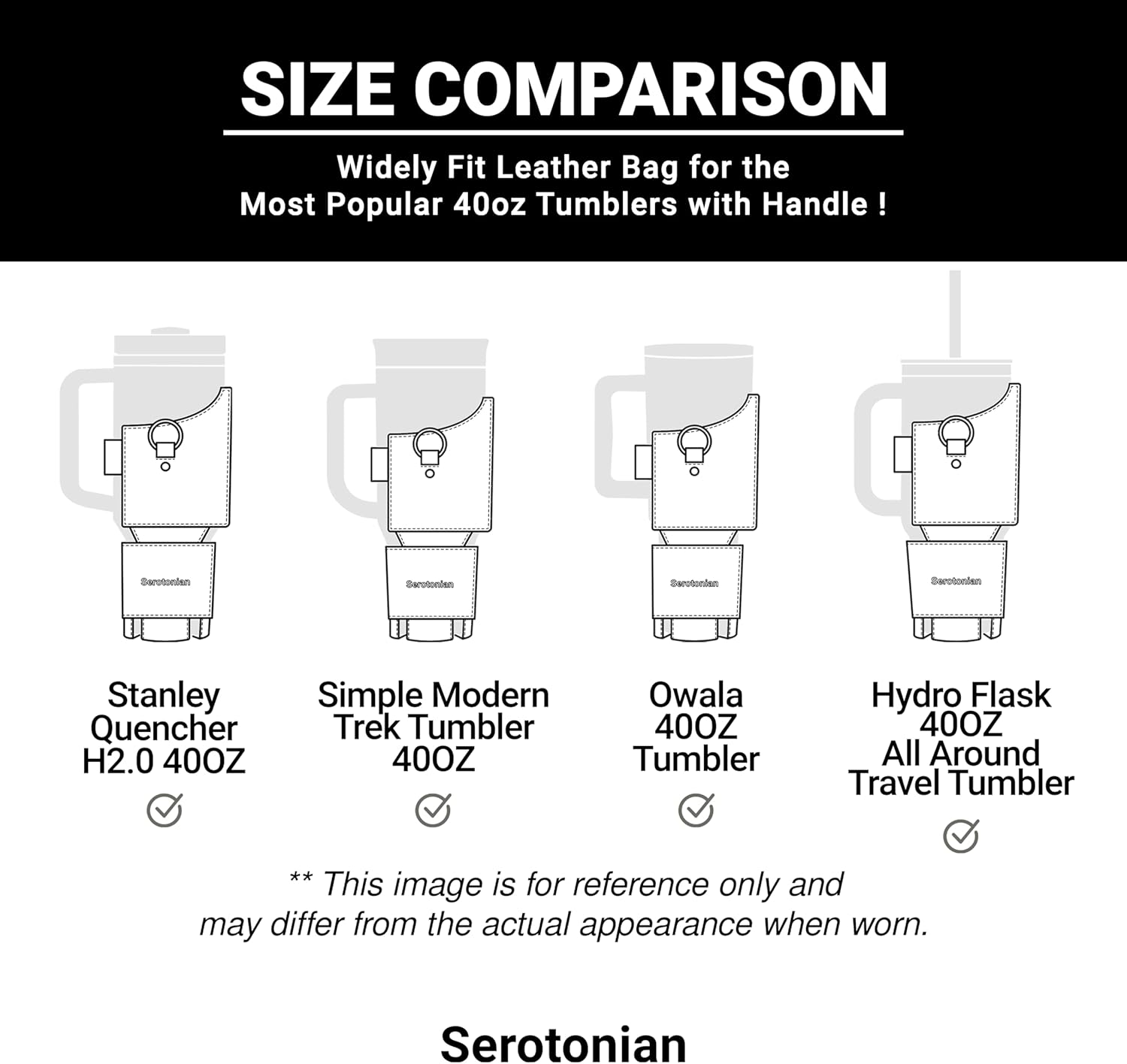 Premium Water Bottle Carrier Bag for Stanley 40oz & Simple Modern 40oz - PU Leather Water Bottle Holder with Adjustable Strap - Includes Card Holder & Keyring for Stanley Cup Accessories