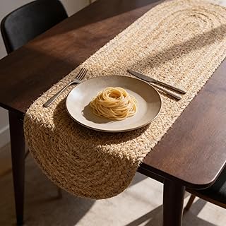 CRAFT TRADE Jute Braided Table Runner for Wedding Parties Farmhouse Rustic Vintage Dining Woven Handmade Sisal Weeker Natural Dining Runner