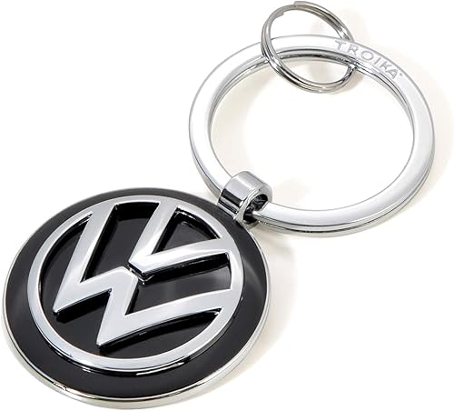 Troika - Llavero de Volkswagen KR16-05VW con logotipo de VW - además 1 llavero - metal fundido - brillante - cromado - plateado, negro