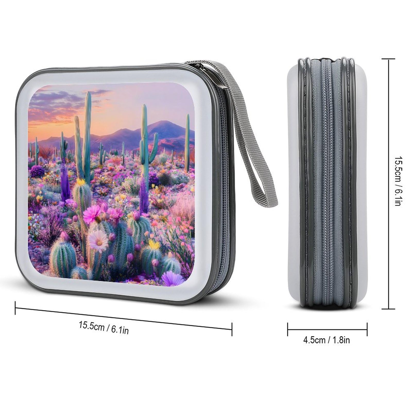 Cactus Succulent CD Case Portable DVD Holder Storage Organizer for Home Travel