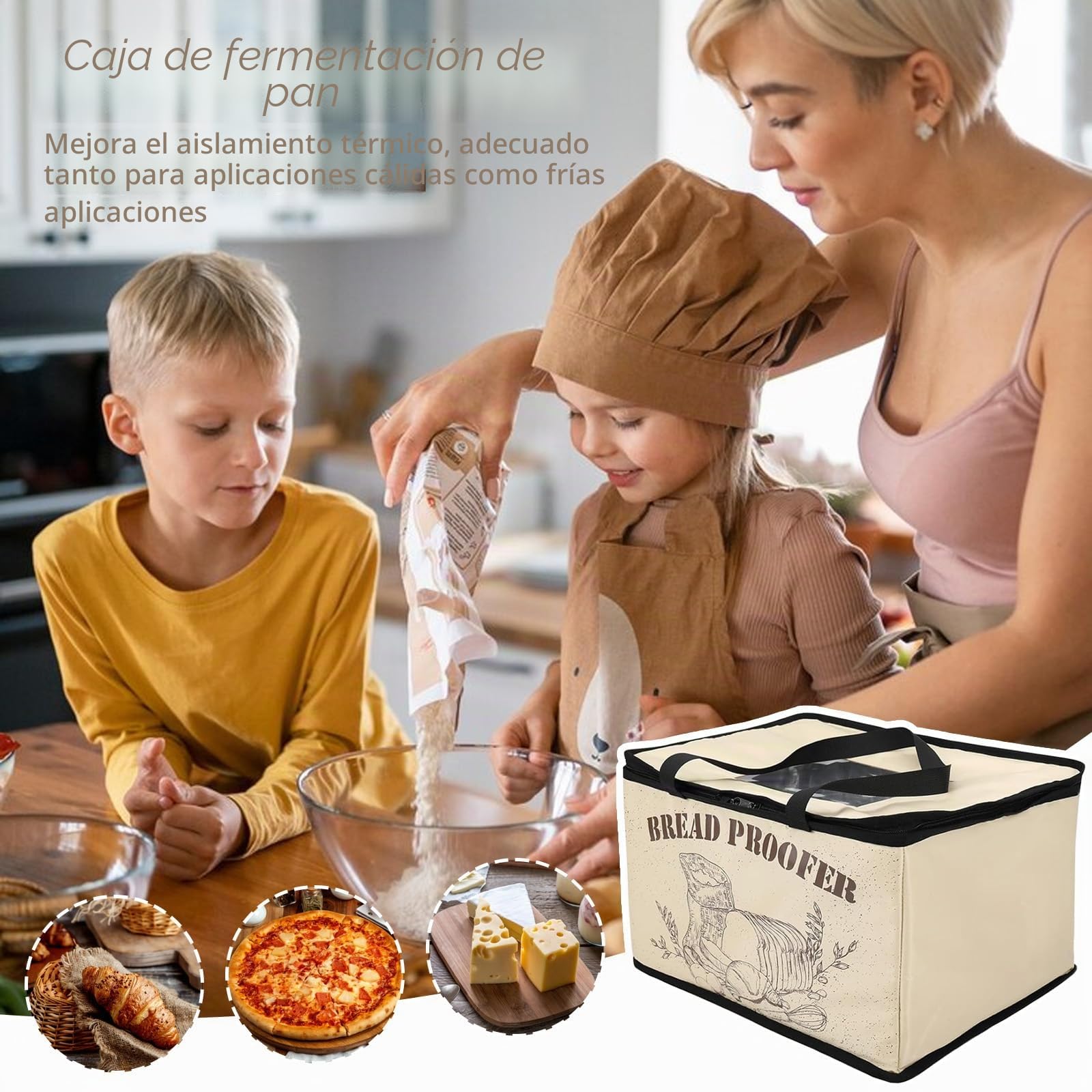 Caja de Fermentación para Masa 30L con Calefacción - Plegable, Temperatura y Temporizador Ajustables - Ideal para Pan, Pizza, Yogur y Vino de Arroz en Casa