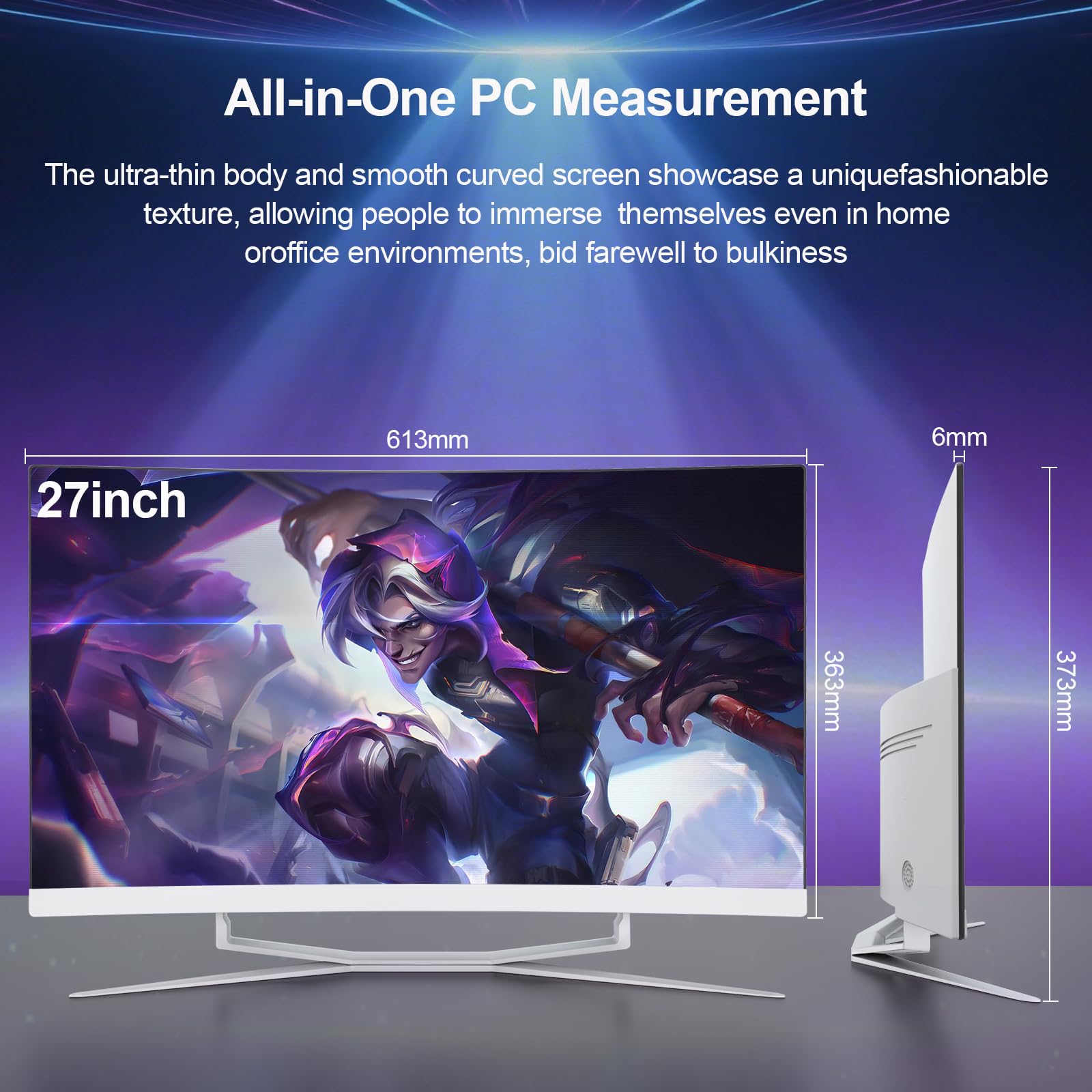 27 Pulgadas Computadora Todo en Uno, Pantalla FHD Curva, Ordenador Todo-en-Uno 16GB DDR3 512GB ROM SSD Core i7 7700HQ Bluetooth WiFi de Doble Banda con ratón y Teclado cableado