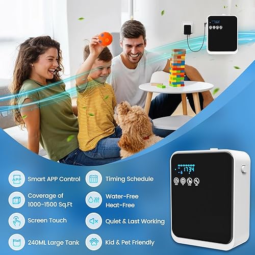 Miniatura 6 de Difusor de Aceite Esencial Sin Agua, Difusor de Aromaterapia con Aplicación Inteligente y Pantalla Táctil, Cobertura de 1500 pies cuadrados