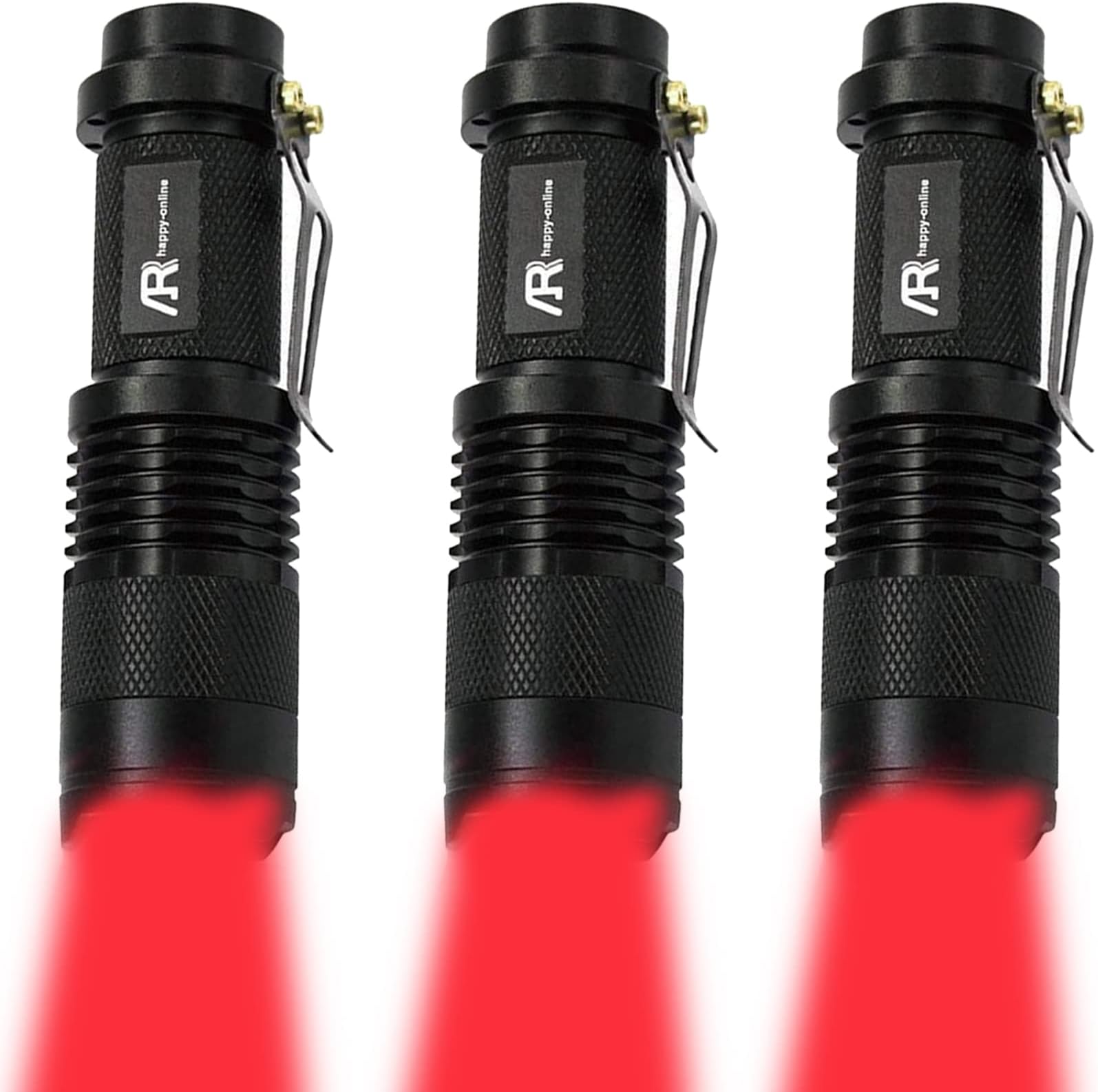 3 Pack Red Light Flashlight, 3 Modes Mini Red LED Flashlight, Zoomable Red Flashlight Torch with Clip for Night Vision, Astronomy, Aviation, Night Observation