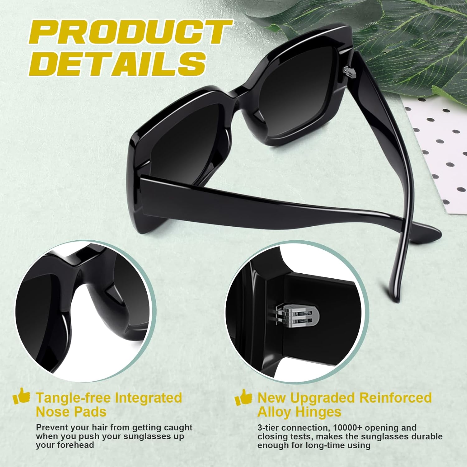 GQUEEN Oversized Square Frame Sunglasses Womens Retro Vintage Trendy Shades,S904 - Image 3