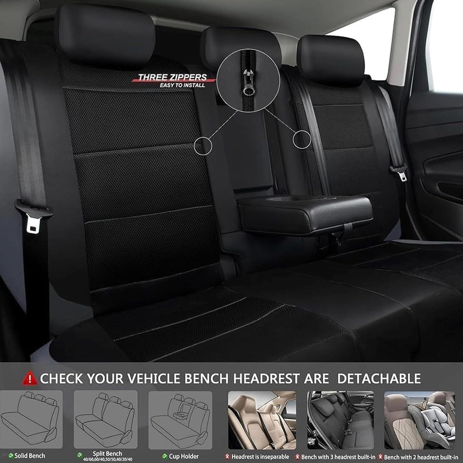 Fundas para Asientos de Coche para Jeep Wrangler S Wrangler JL Wrangler JK Wrangler, Delanteros Traseros Universales Cuero Funda Asiento Coche Cómodo Cojines Impermeable,A/Black Grey