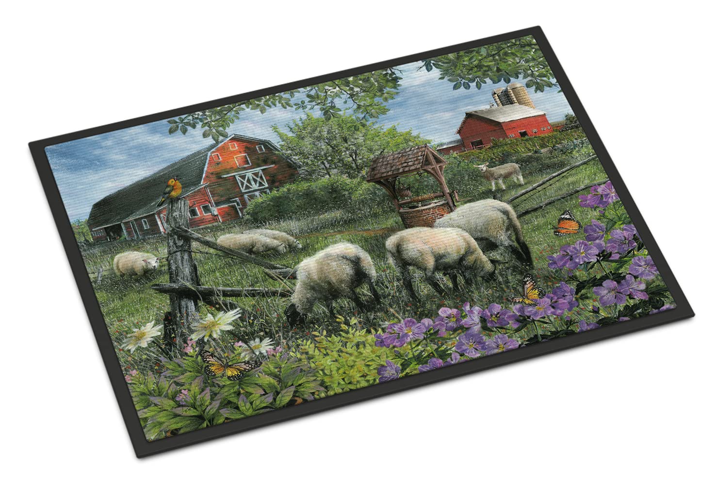 Caroline's Treasures PTW2026JMAT Pleasant Valley Sheep Farm Doormat 24x36 Front Door Mat Indoor Outdoor Rugs for Entryway, Non Slip Washable Low Pile,