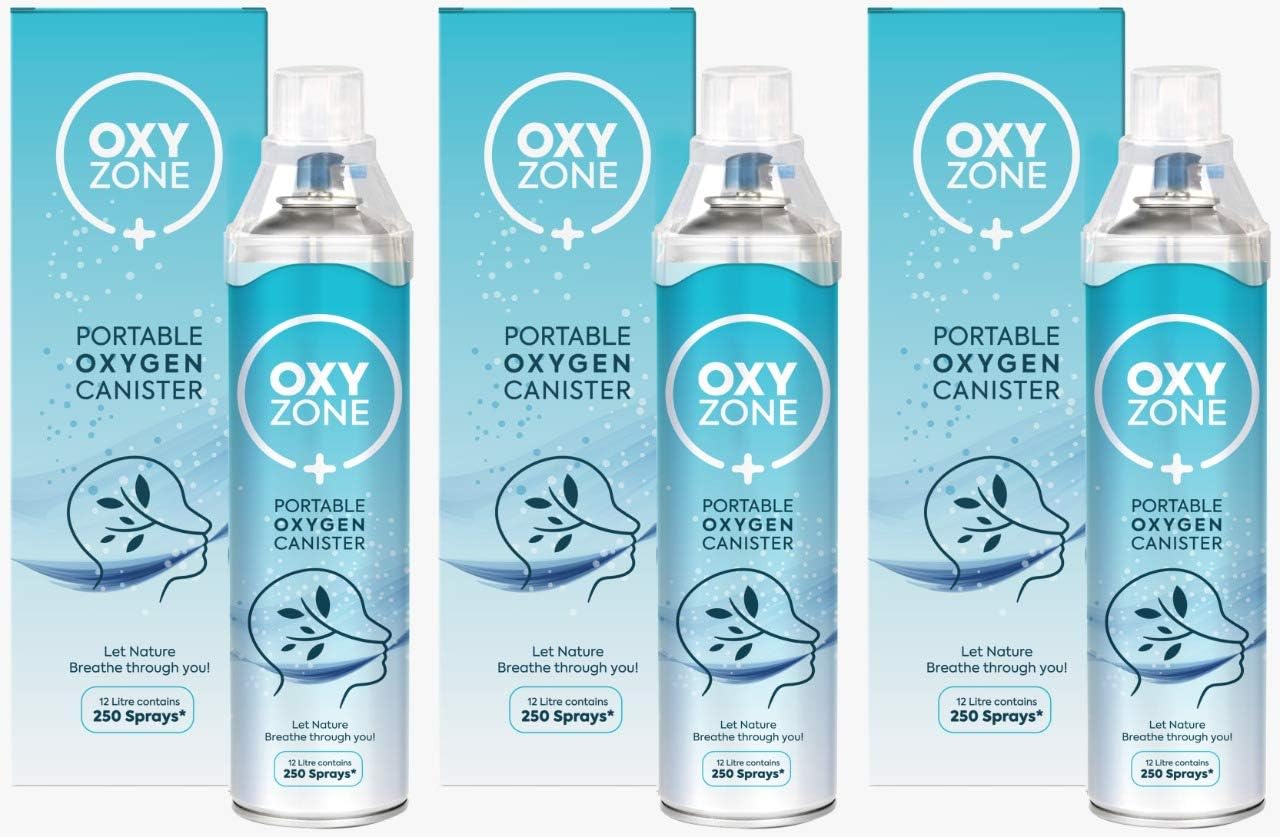 Natural Oxygen 36 Litres in Portable Can | First Aid Essential | Revitalizes | Enhance Physical Wellness | 36 Litre (12 L × 3) | 750 Puff (250 Puff × 3)