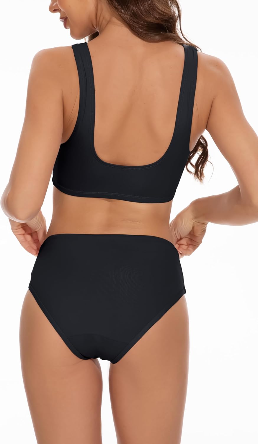 Beautikini Period Swimwear Two Piece Menstrual Leakproof Sporty Bikini Sets Bathing Suit Period Swimsuit for Teen Girls