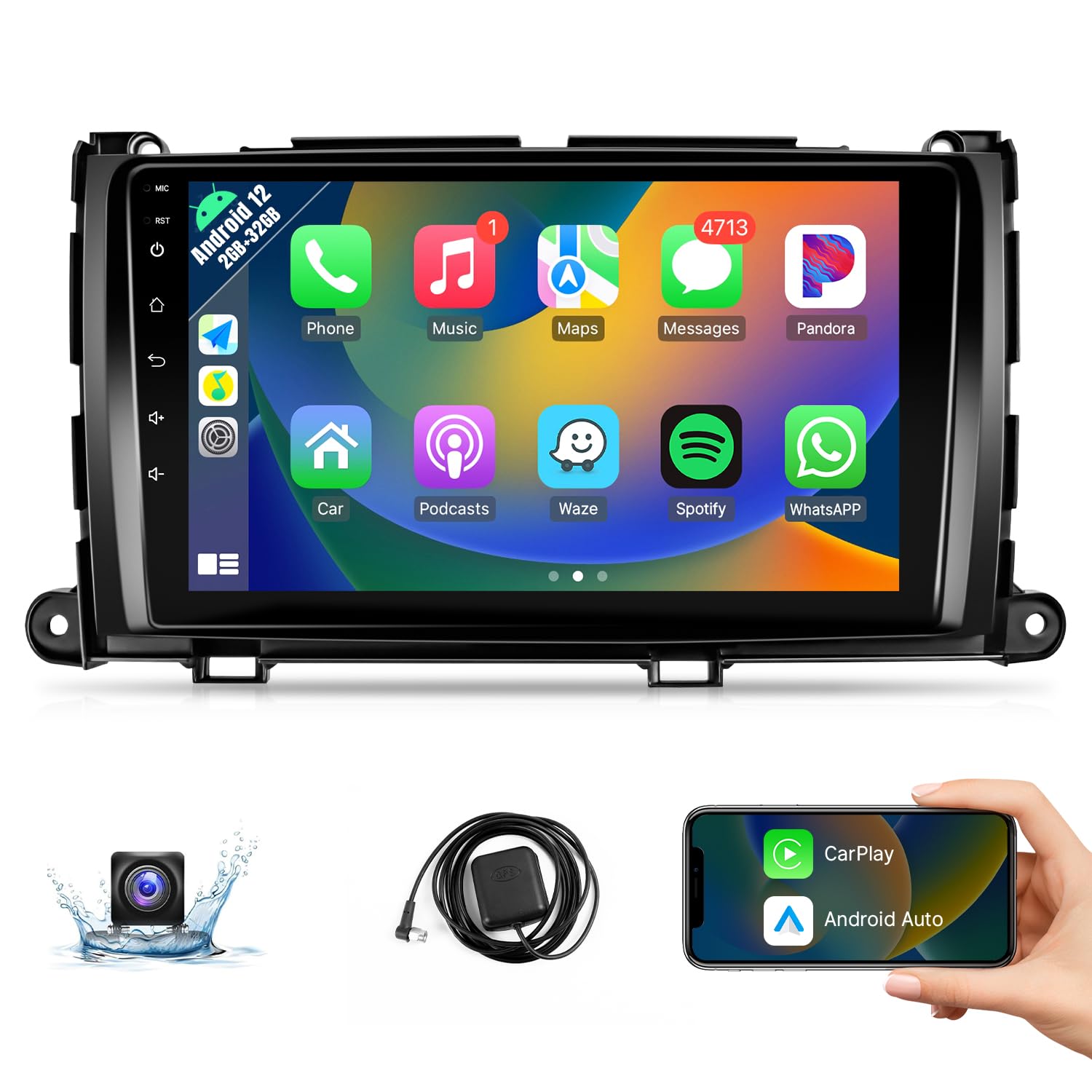 9 Inch Android Car Stereo For Toyota Sienna 2011-2014 - Wireless CarPlay & Android Auto With Backup Camera
